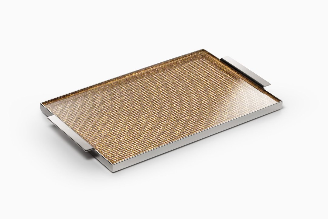 Rectangular Cosmos tray with topaz Swarovski crystals